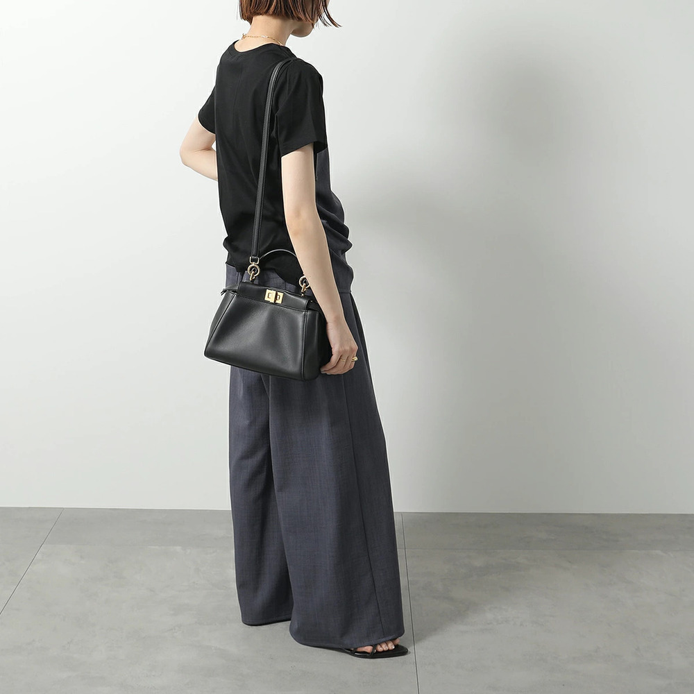 Fendi Peekaboo 2way Shoulder Bag leather BLACKSOFTGOLD